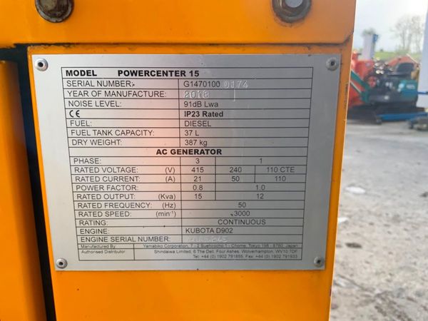 2018 SHINDAIWA POWERCENTER 15 GENSET.....1188t. 370348955