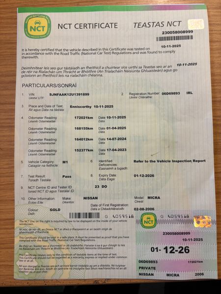 Low Mileage Nissan Micra NCT Tax Warranty 372168388