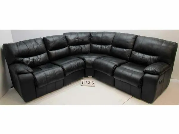 Scs black leather corner sofa discount