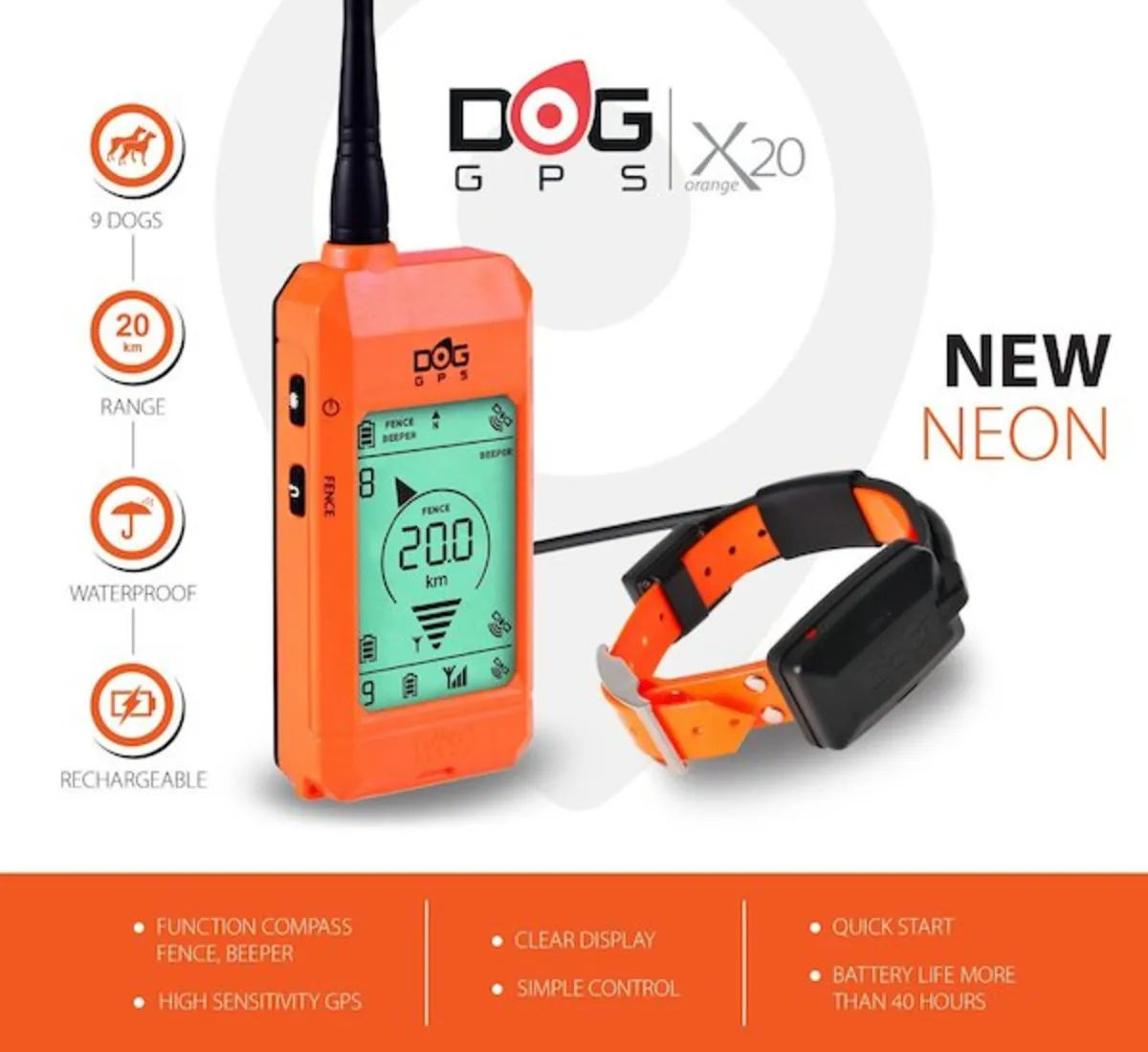 Dogtrace X20 GPS  Dog Tracking set, 20km - Image 1