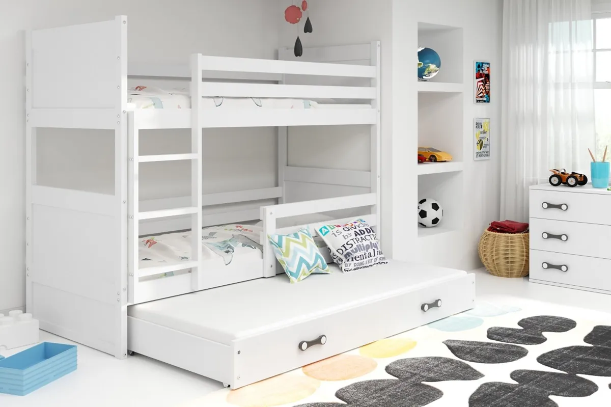 Kids triple bunk bed RICo pine wood  with mattress - Image 2