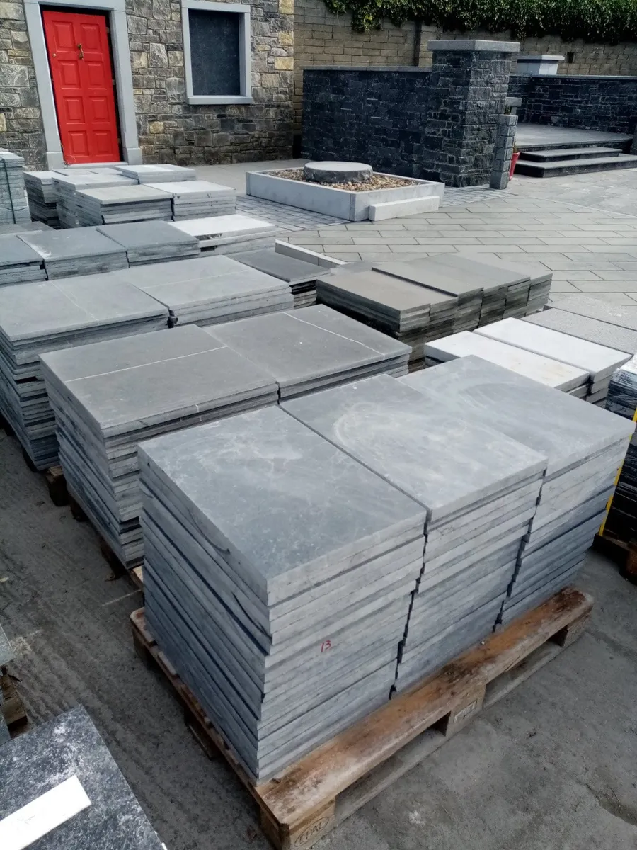 Blue Brushed Irish Limestone Paving Seconds