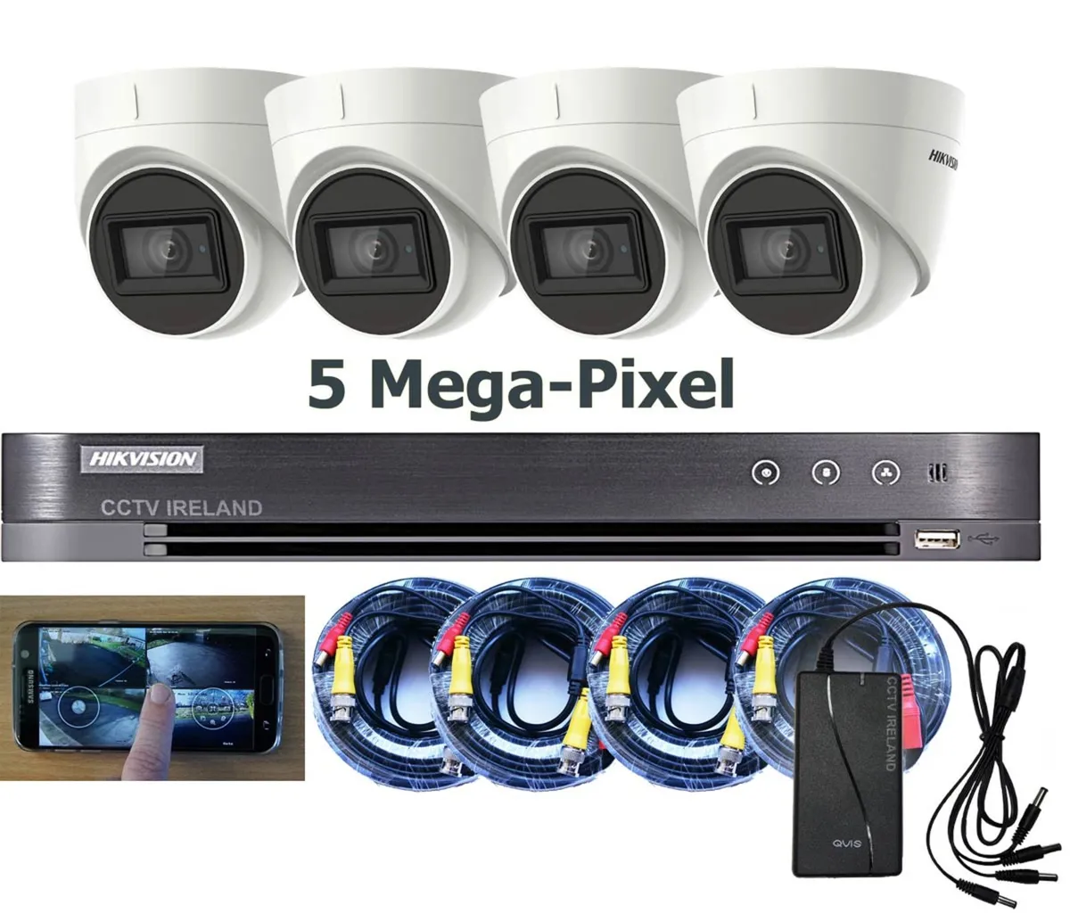 4 Camera CCTV Kit with 5MP Cameras from HIKVision - Image 1