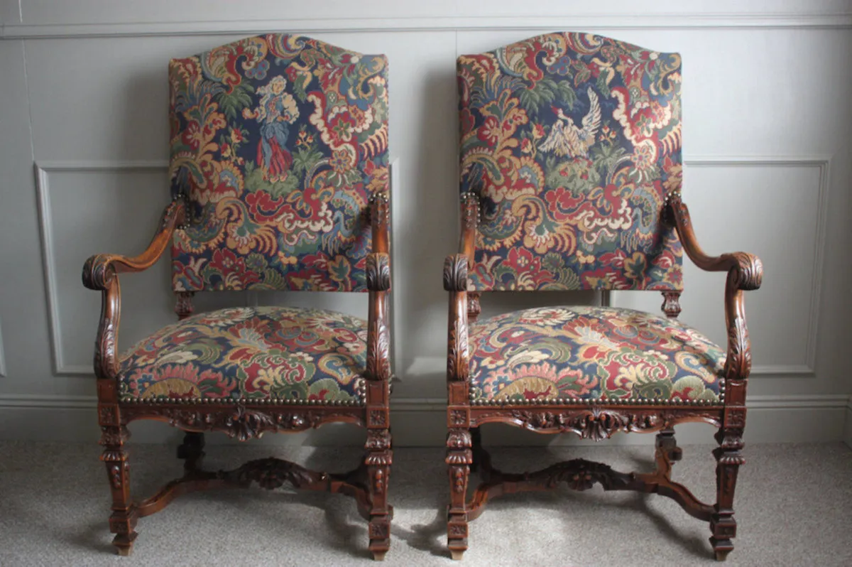 Two French thrones - large armchairs