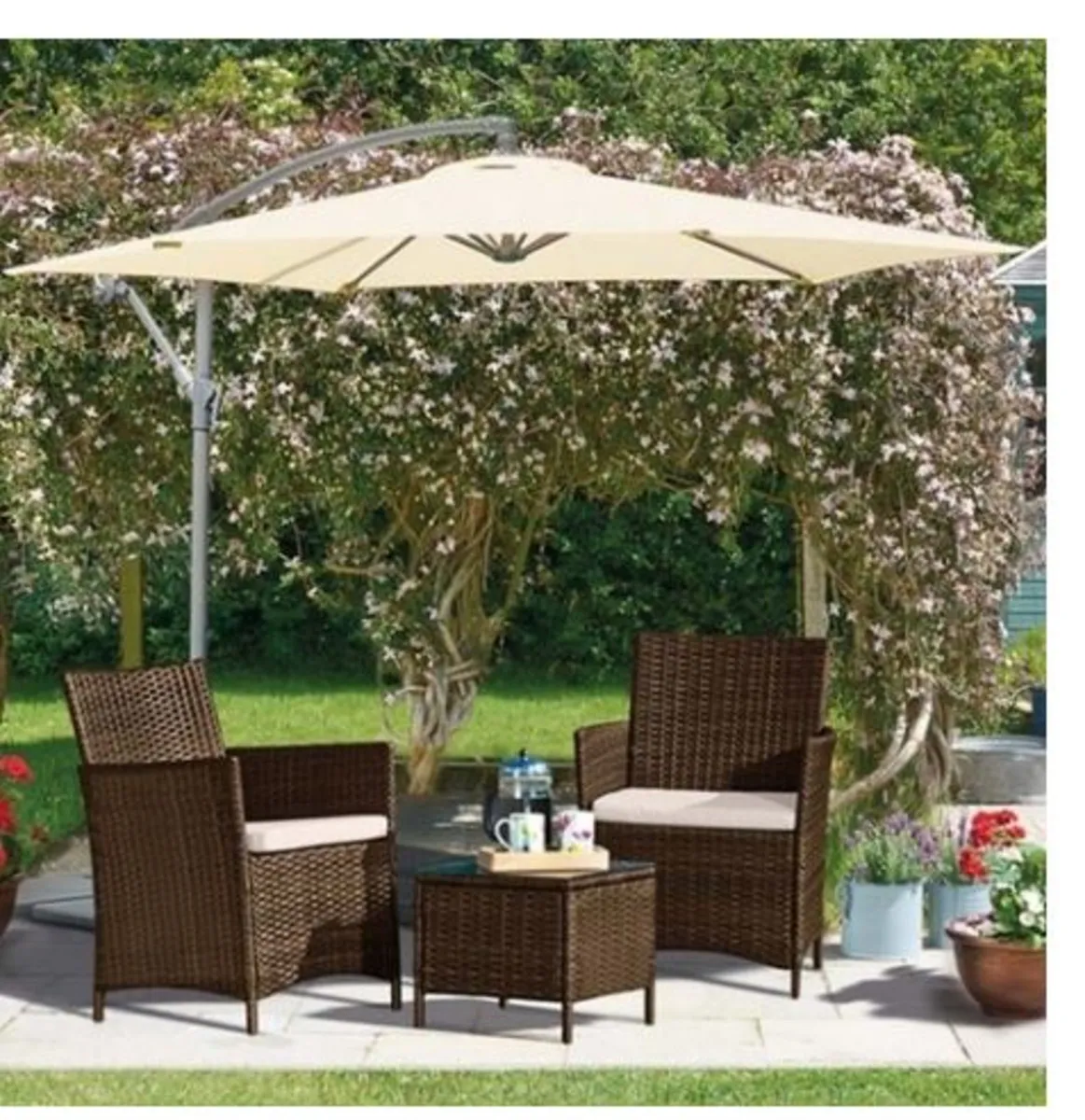 3 Piece Rattan Bistro Garden Furniture Set (Brown)