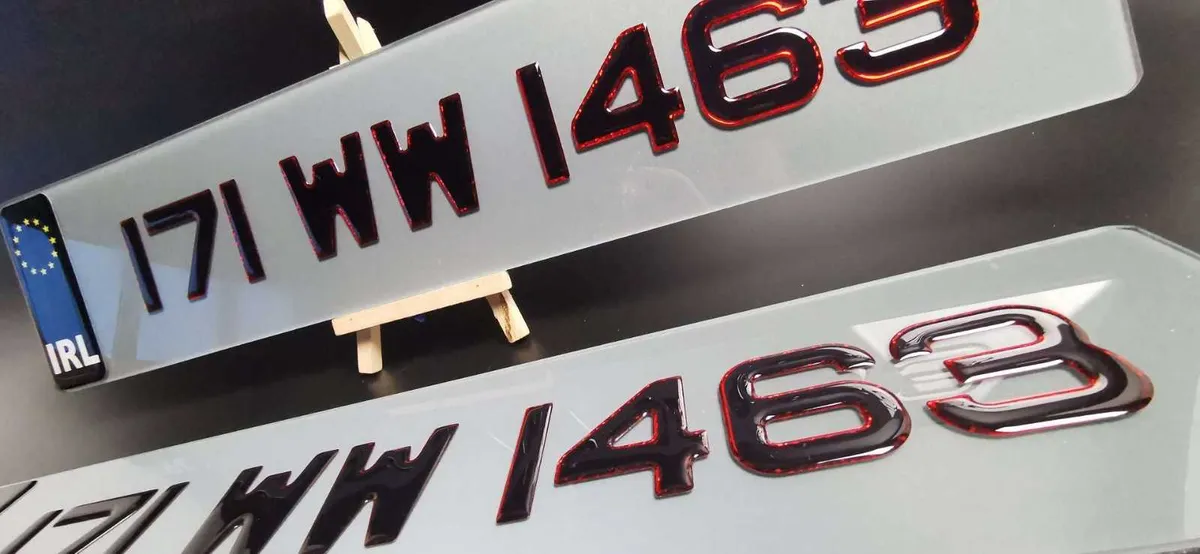 Pair of 3D Gel Red Number Plates