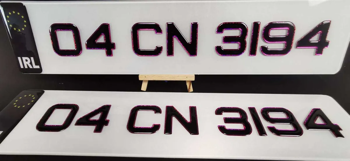 Pair of 3D Gel Pink Number Plates - Image 2