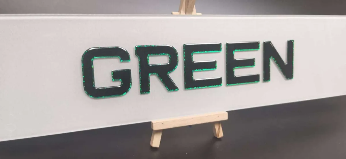Pair of 3D Gel Green Number Plates - Image 1