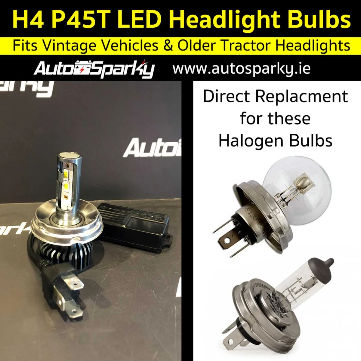 H4 P45T LED Headlight Bulbs for Vintage Vehicles - Image 2