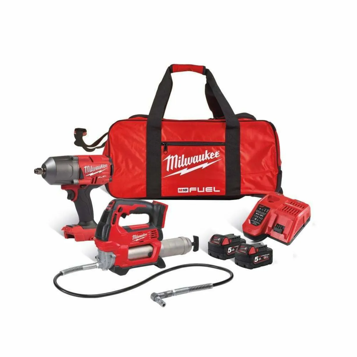 Milwaukee High Torque Impact Wrench & Grease Gun - Image 1