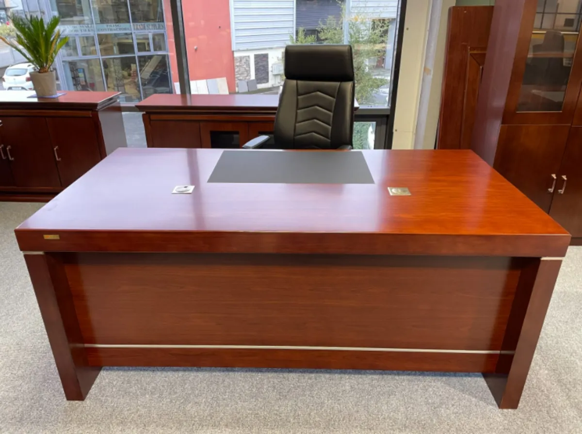 Executive Walnut Veneer Desks Incl. Pedestals- New - Image 2