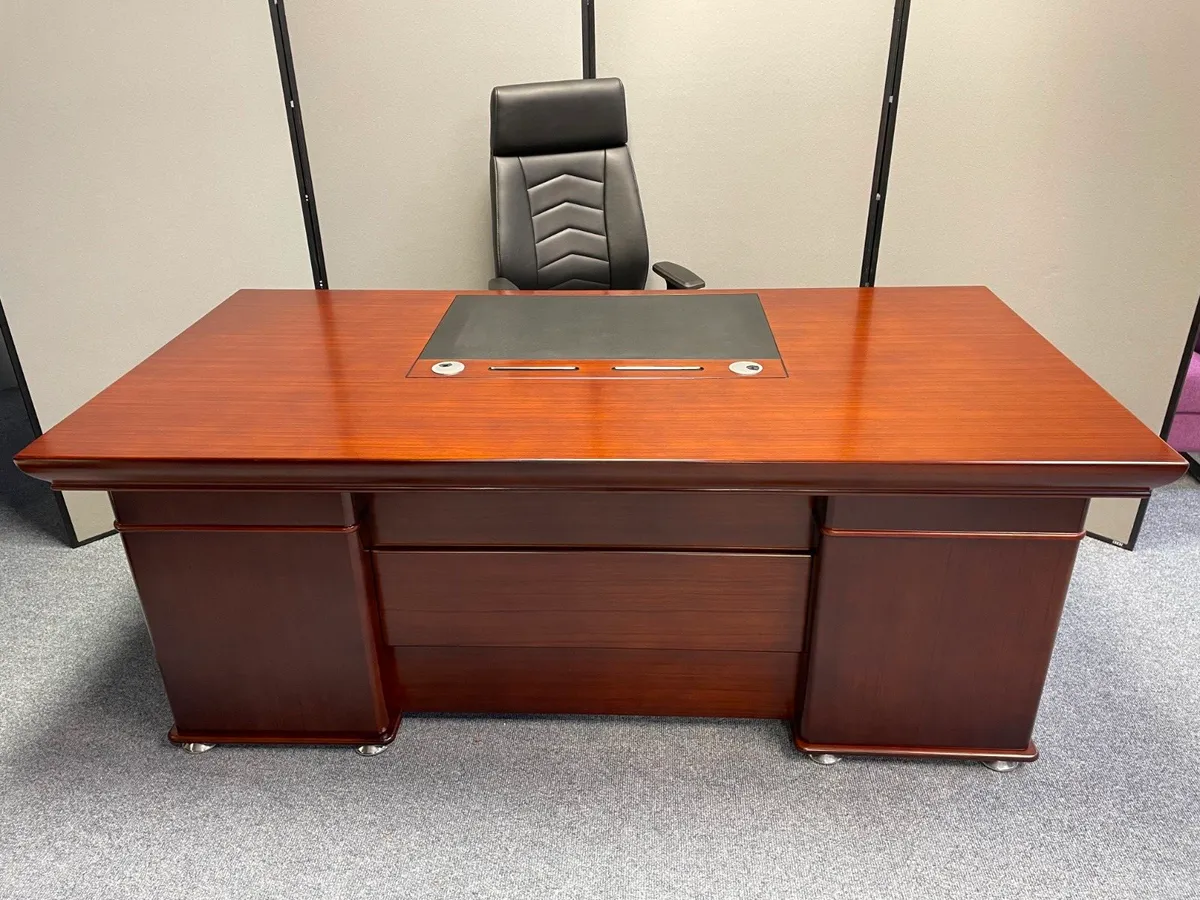 Walnut Executive Veneer Desks Incl. Pedestals- New - Image 4