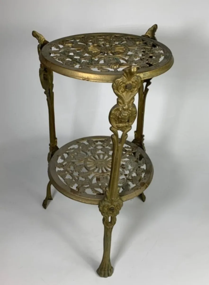 Vintage two tiered brass stand. - Image 1