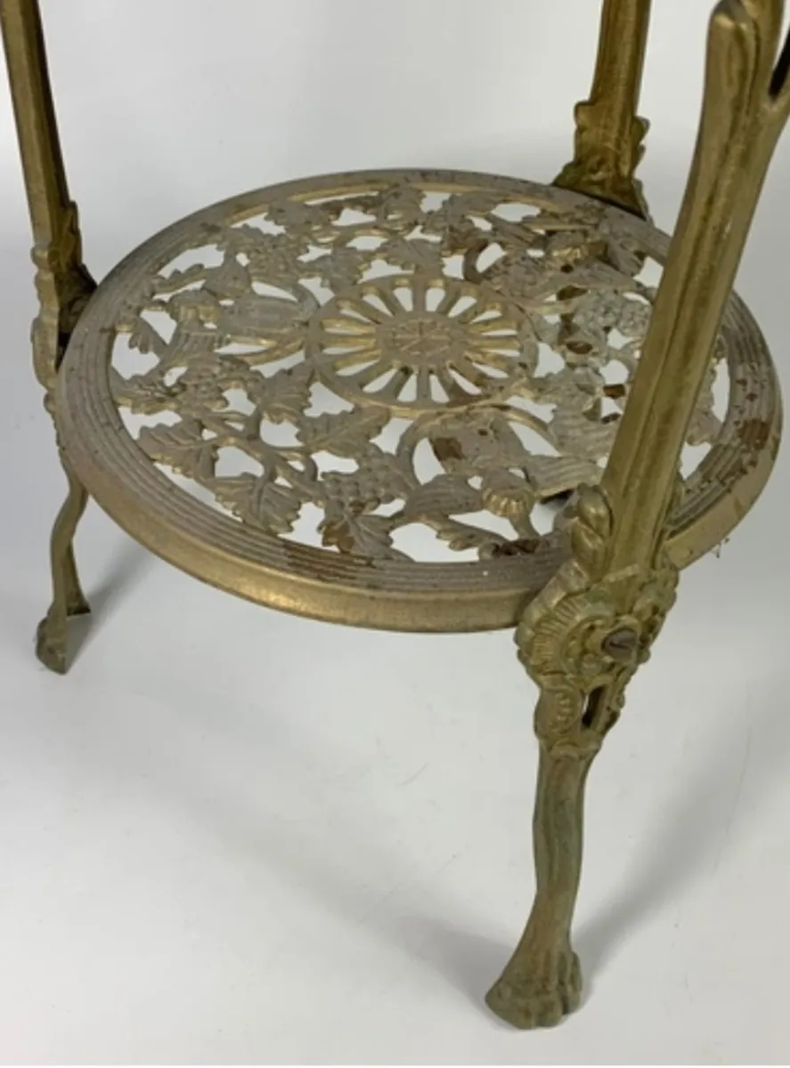 Vintage two tiered brass stand. - Image 3