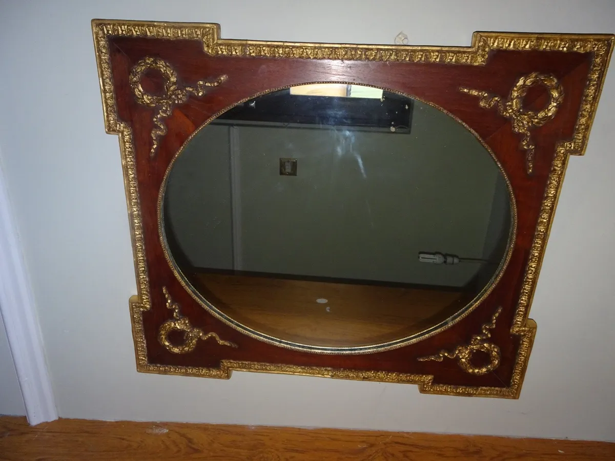Mahogany and gilt framed old mirror - Image 1