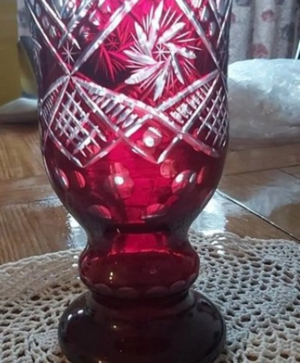 Handcut ruby large antique vase