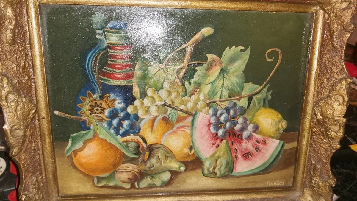 Antique still life oil painting - Image 1