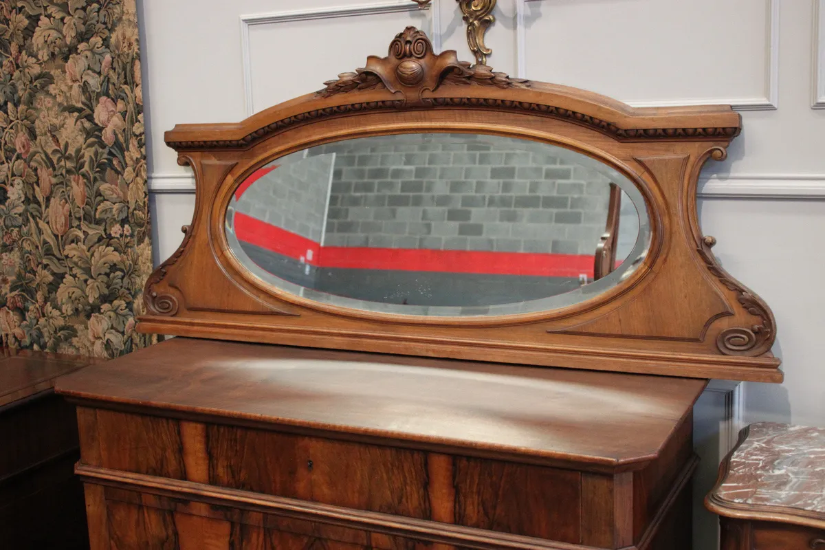 French antique overmantle mirror Henr II style - Image 1