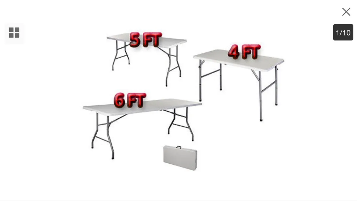New 3ft 4ft 5ft 6ft 8ft Folding Trestle Tables - Image 1