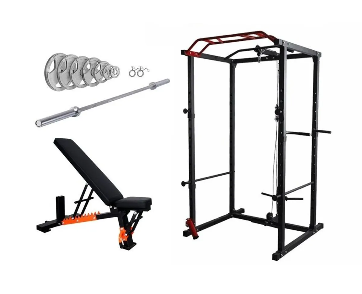 120kg Power Rack Package With Bench & Bar - Image 1