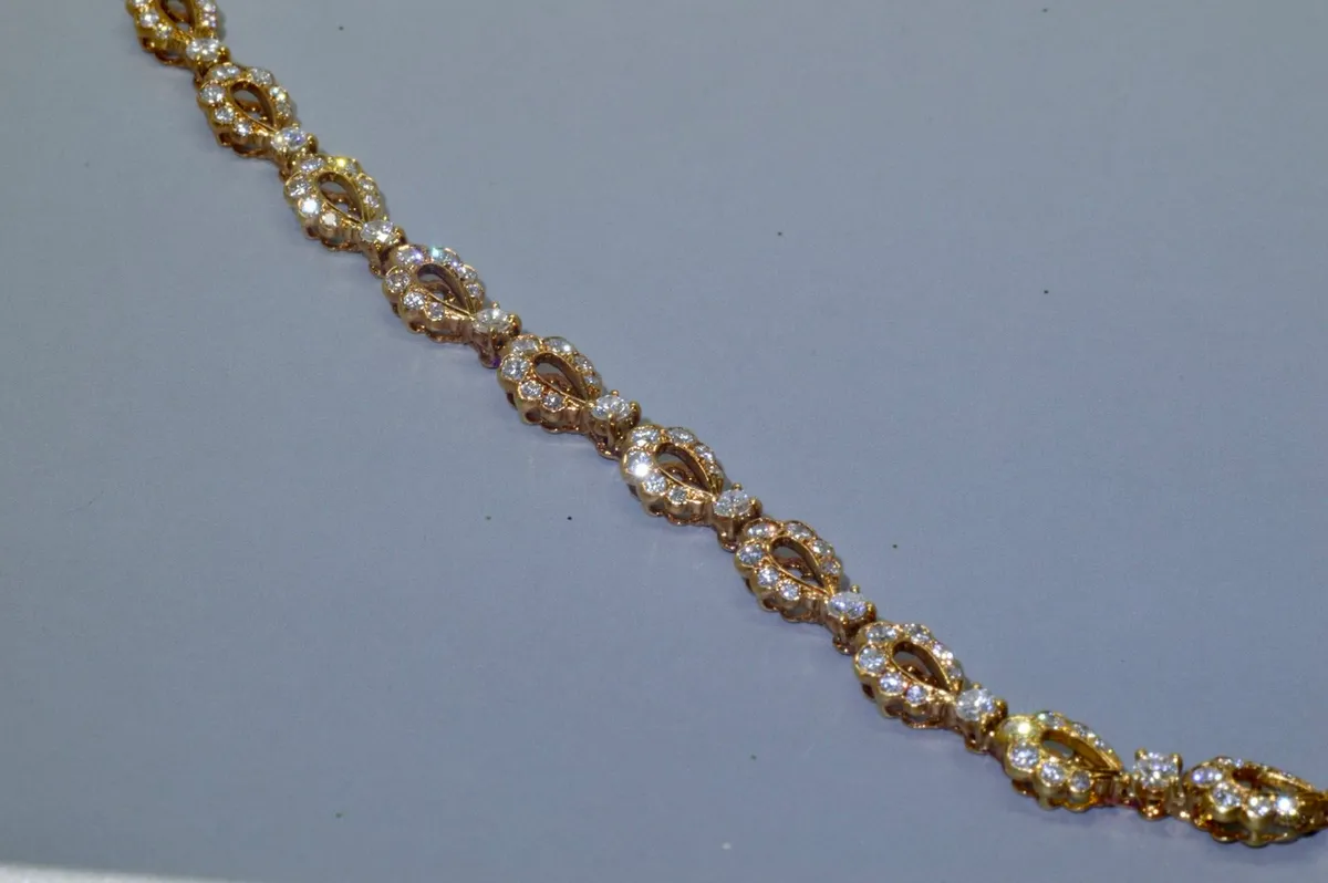 Vintage 2.4ct Diamond Bracelet - 18ct Rose Gold - Image 4