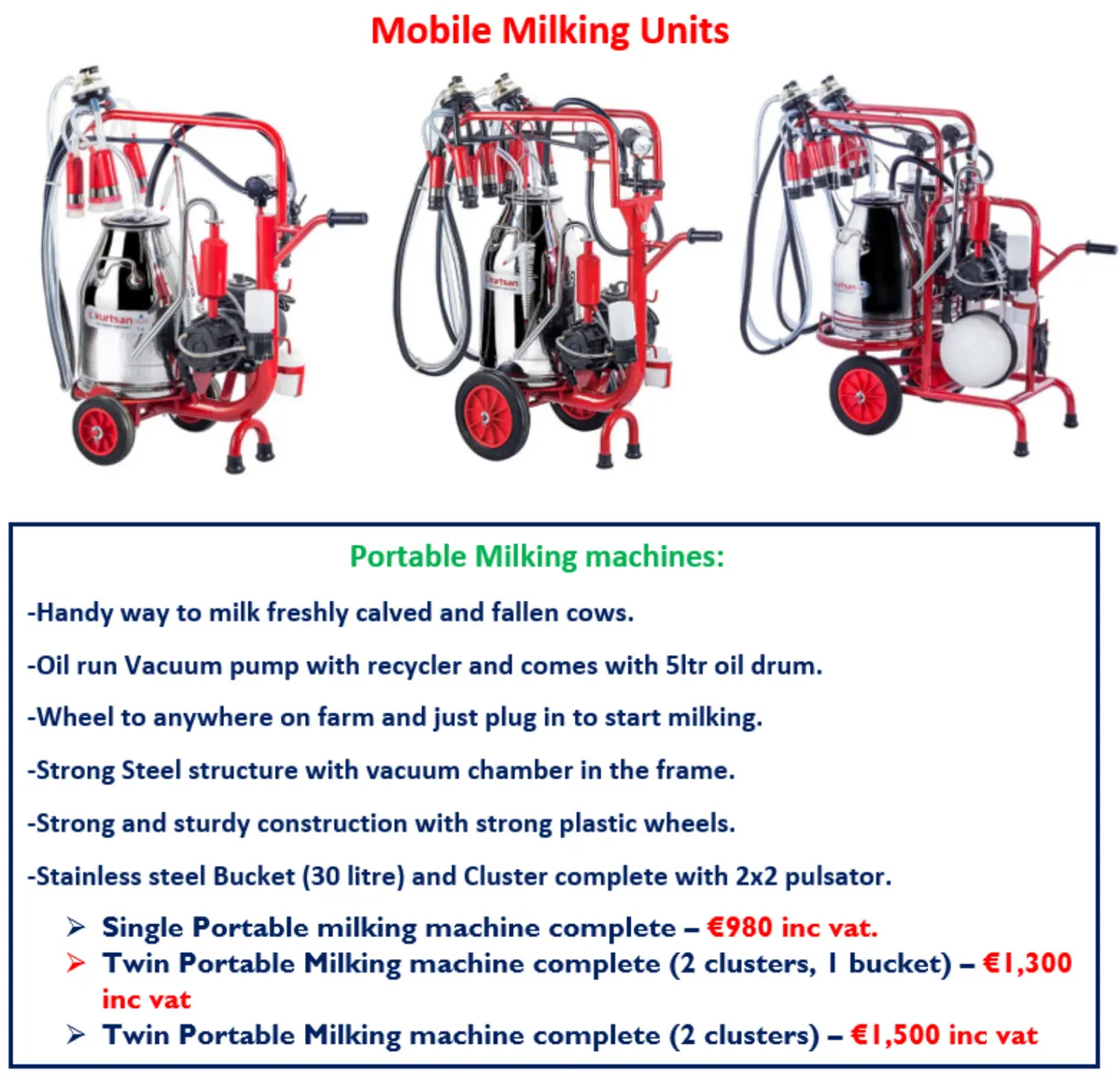 FDS Oil Run portable milking machines