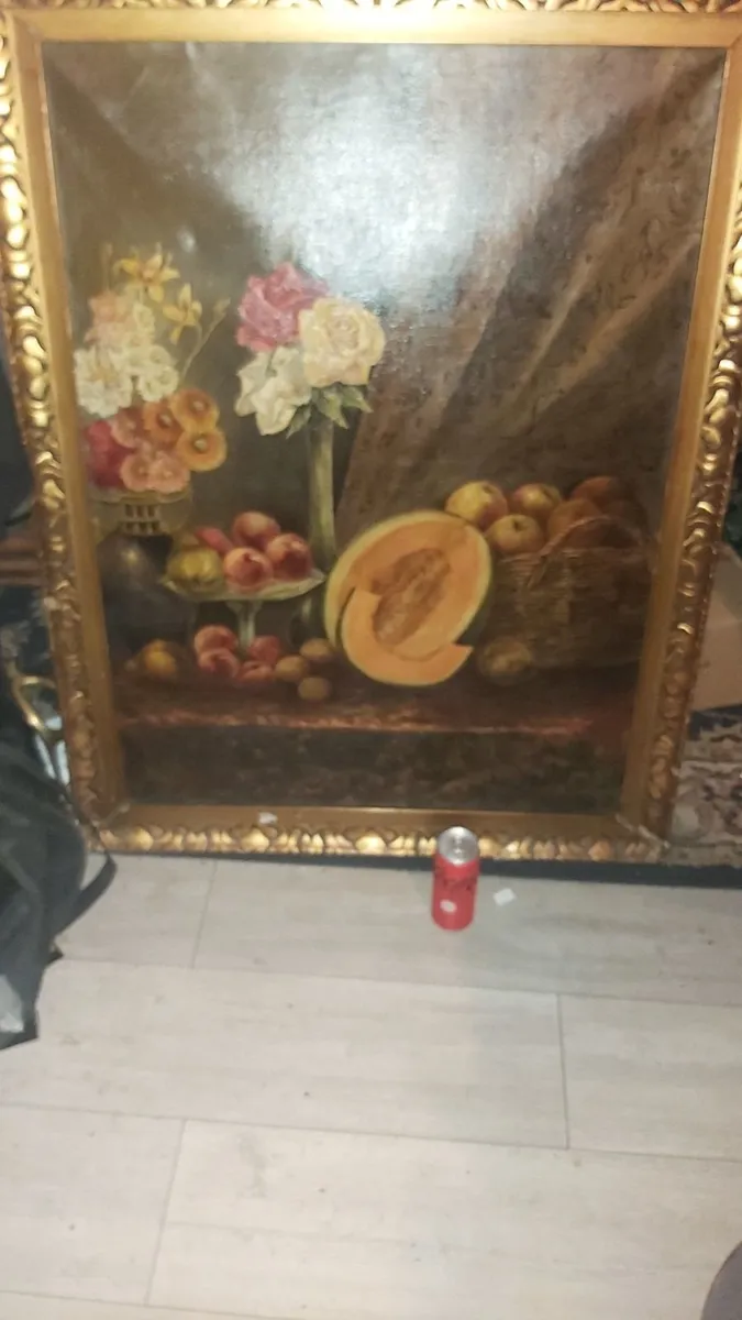 Very large antique oil painting 1917 - Image 2