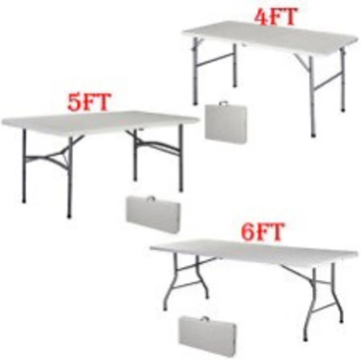 New 3ft 4ft 5ft 6ft Folding Half Market Tables - Image 1