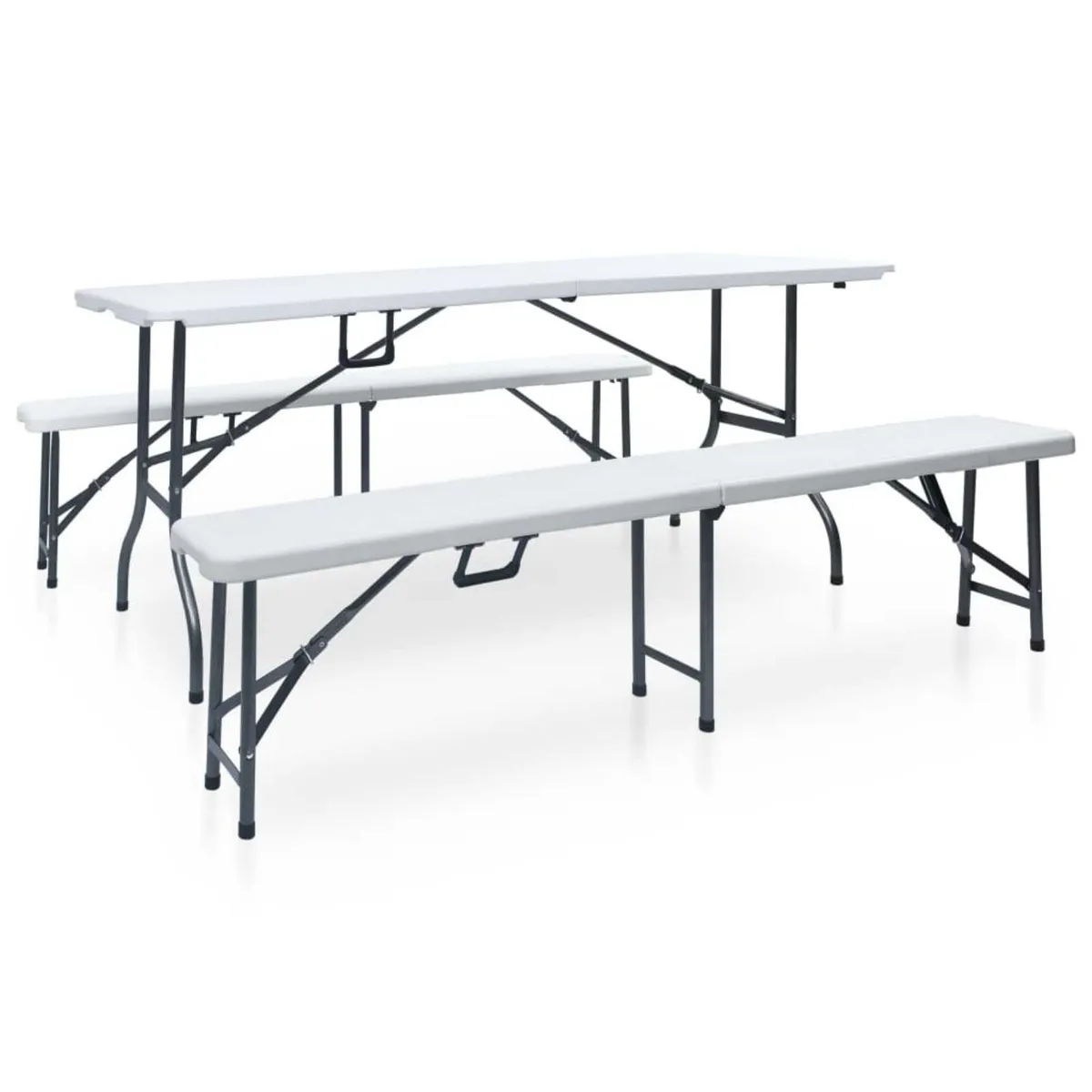 Folding Garden Table with 2 Benches 180 cm Steel a