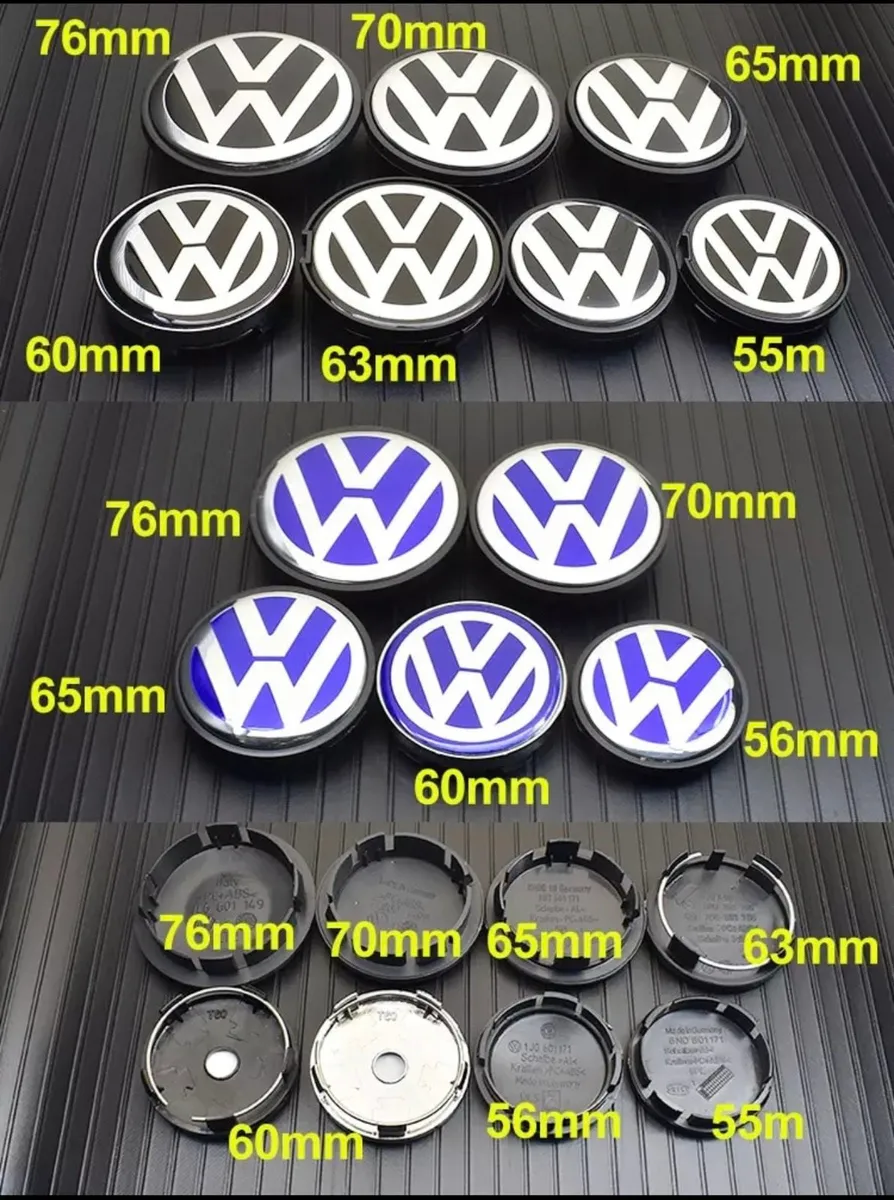 VW alloy wheel centre hub caps 55/56/60/63/65/70mm - Image 1