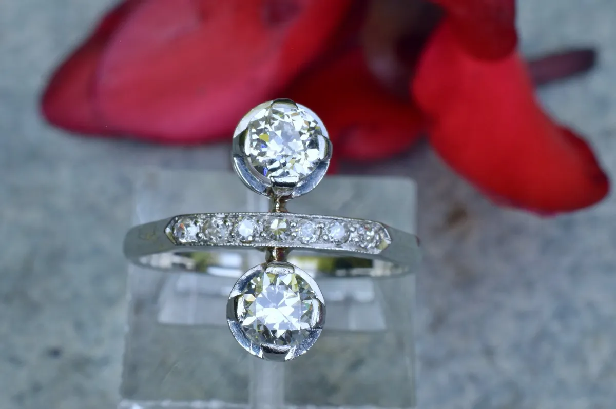 Antique Art Deco Two Stone Diamond  Ring 18ct - Image 1