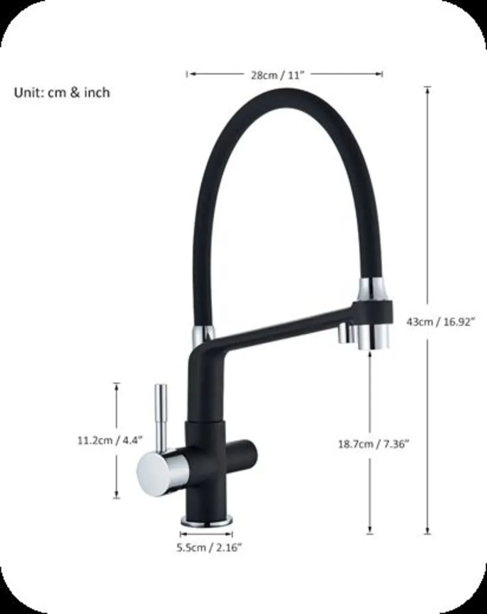 3 Way Kitchen Tap for Reverse Osmosis Black Rubber - Image 3