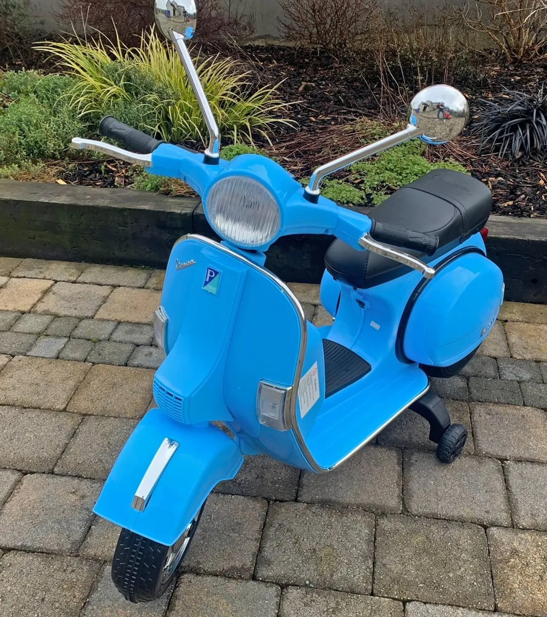 12v Licensed Vespa Blue Electric Ride On Motorbike - Image 1