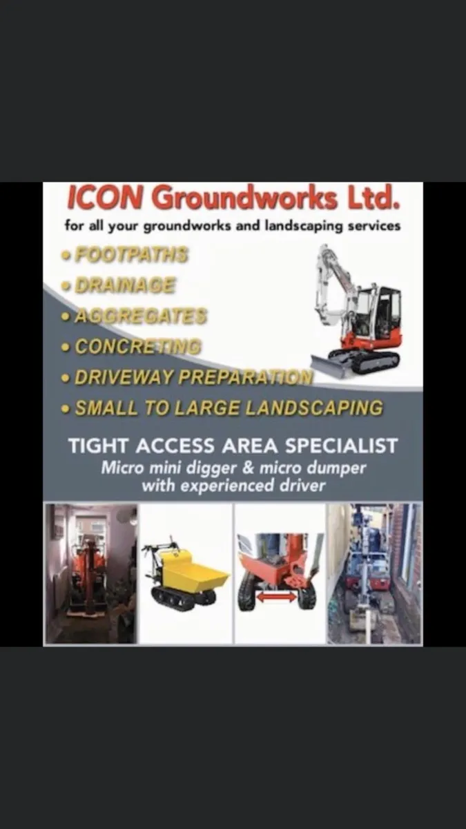 Groundworks. Mini diggers with experienced drivers