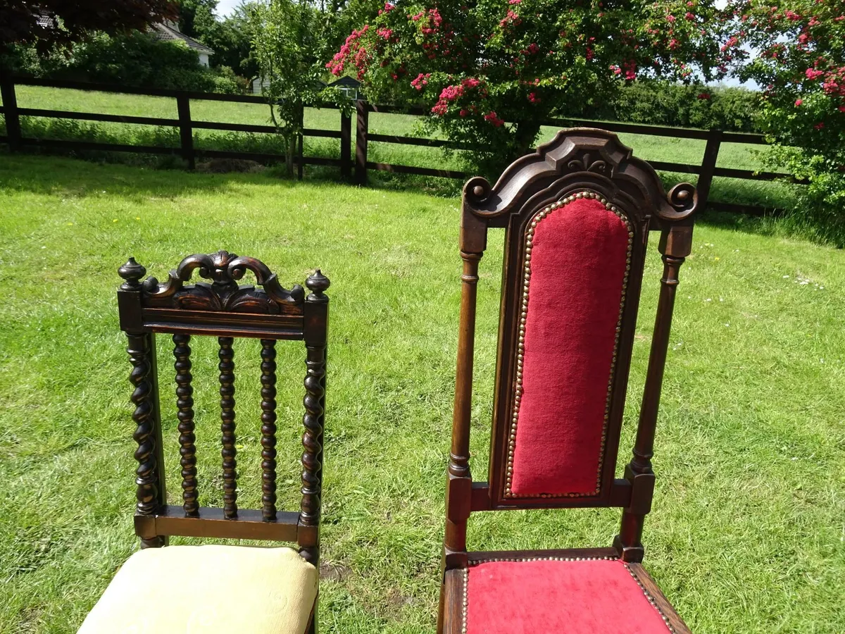 2  reupholstered chairs 1800s