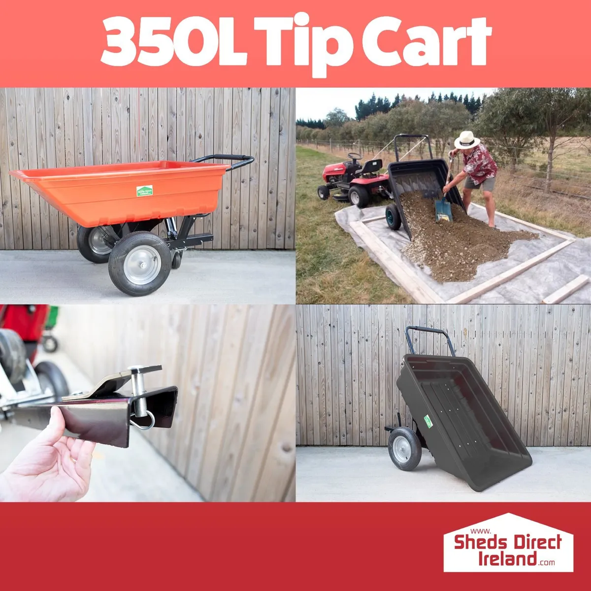 350L Tip Cart (Red or Black) - Image 4