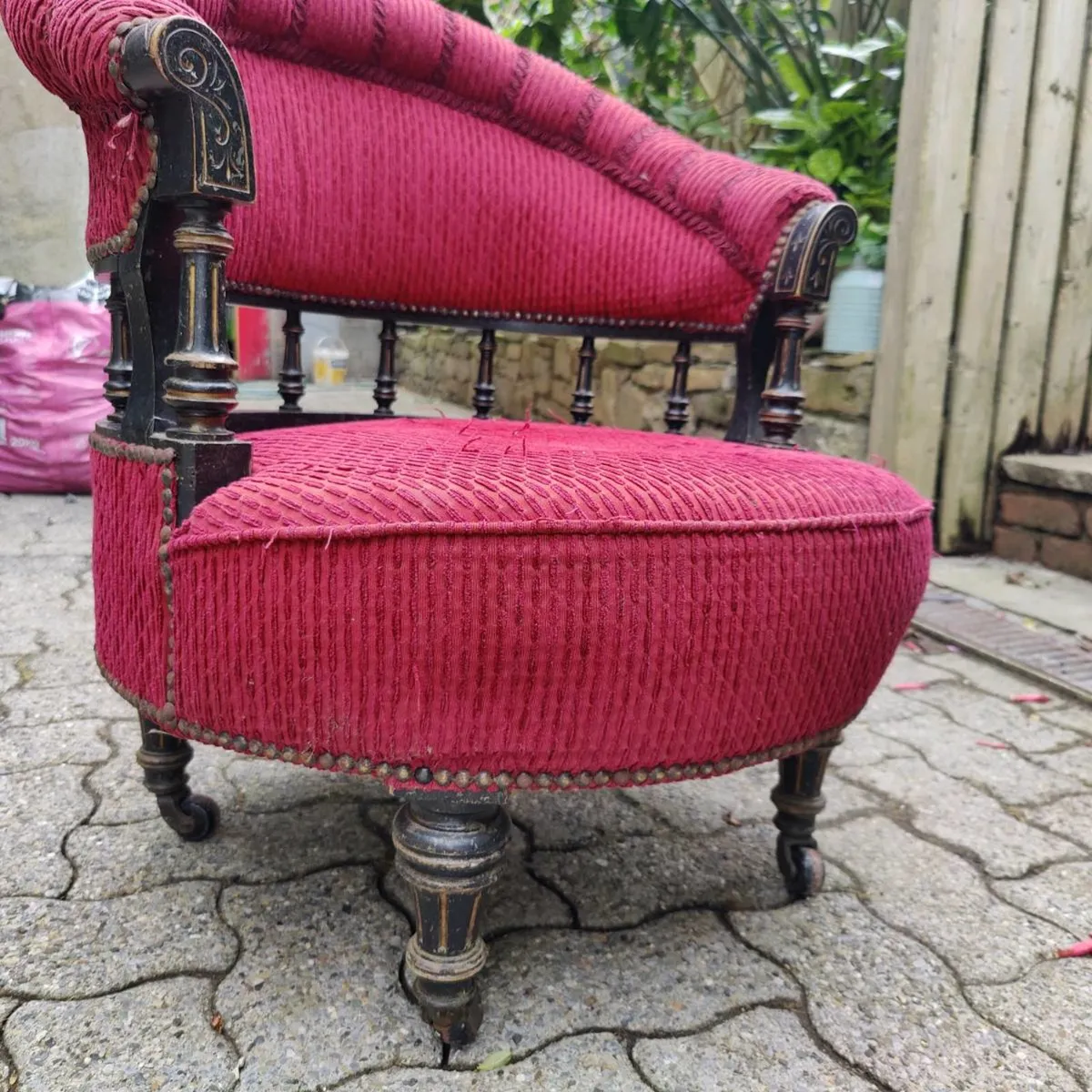 Victorian  Ebonised Antique Tub Chair
