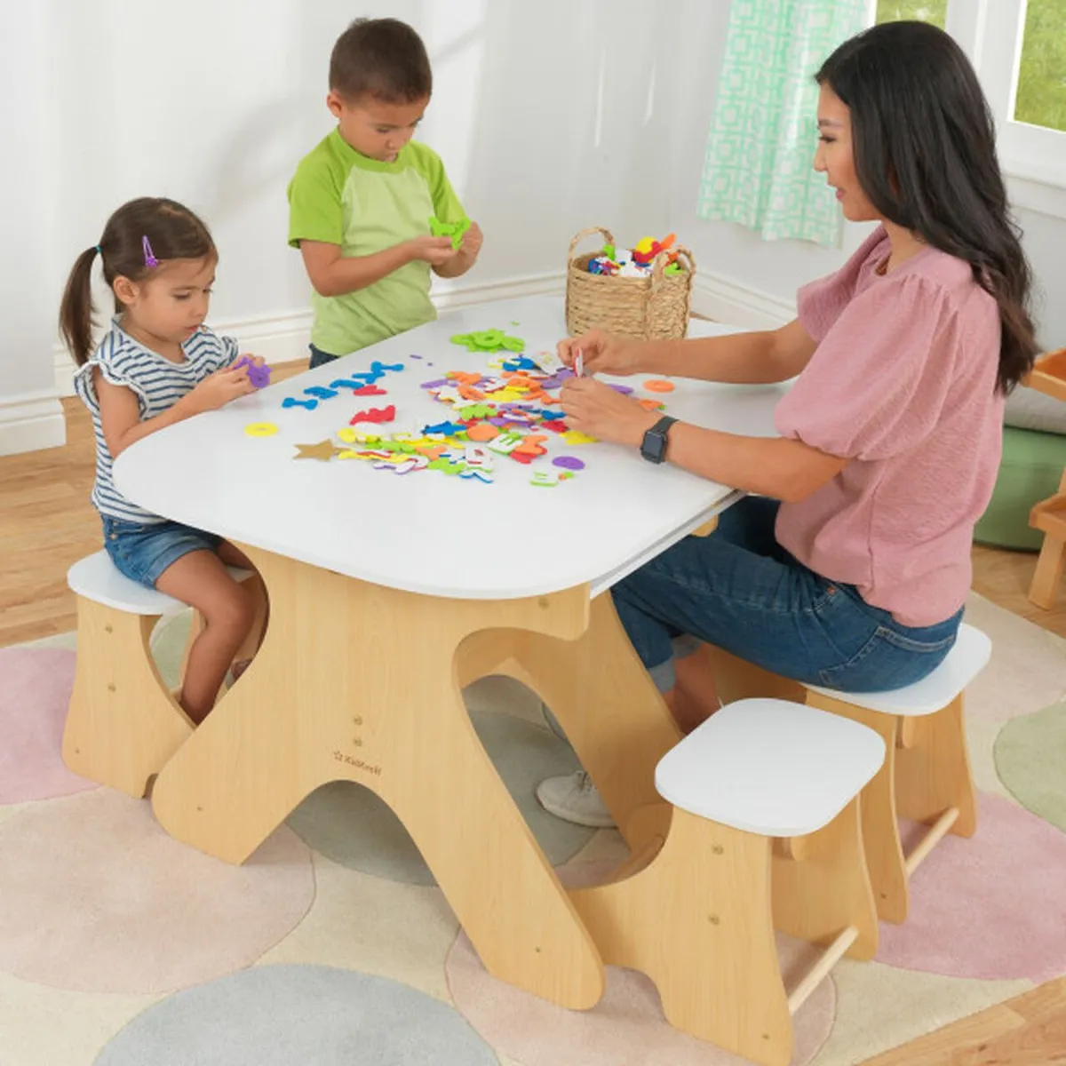 KidKraft Arches Expandable Table & Bench Set White
