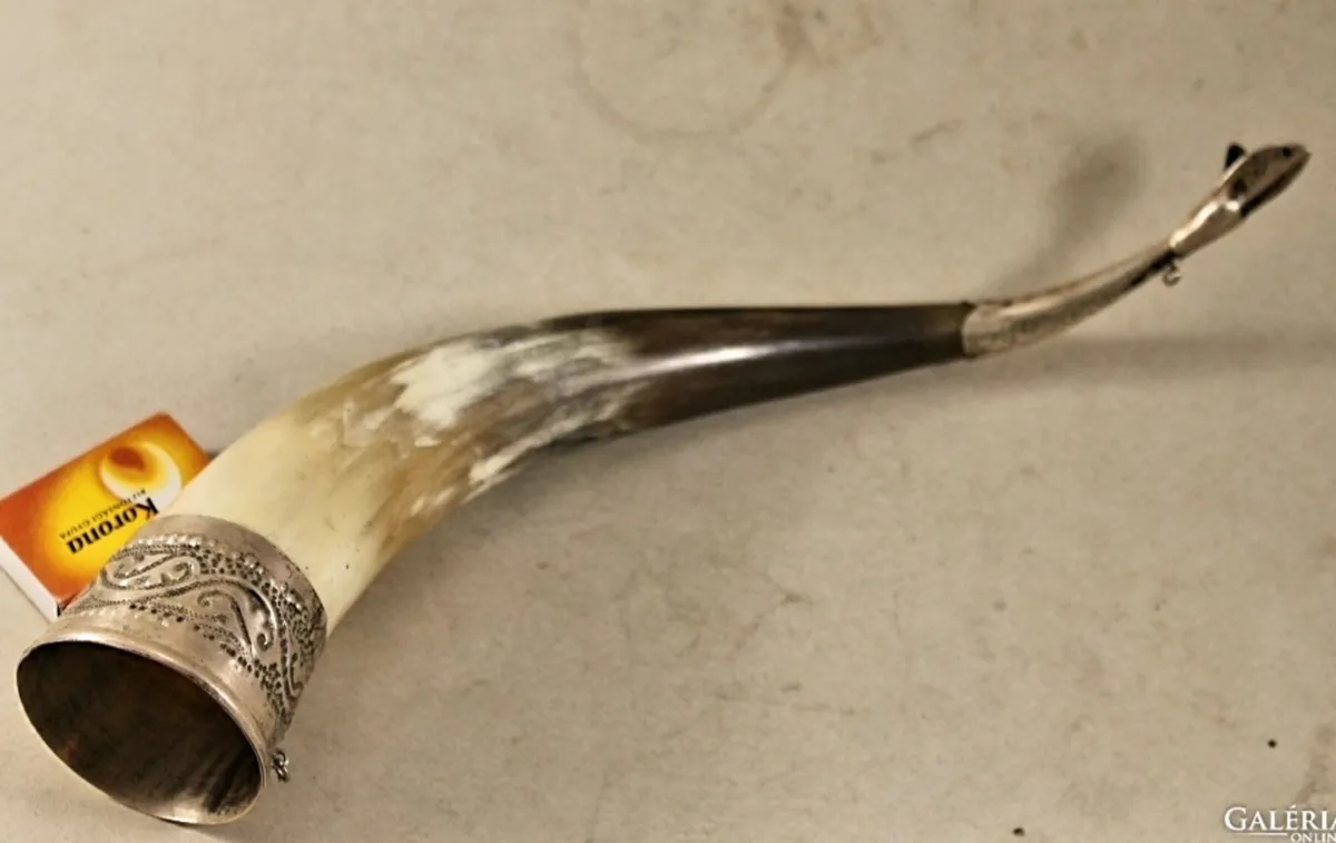 Antique silver display horn 875