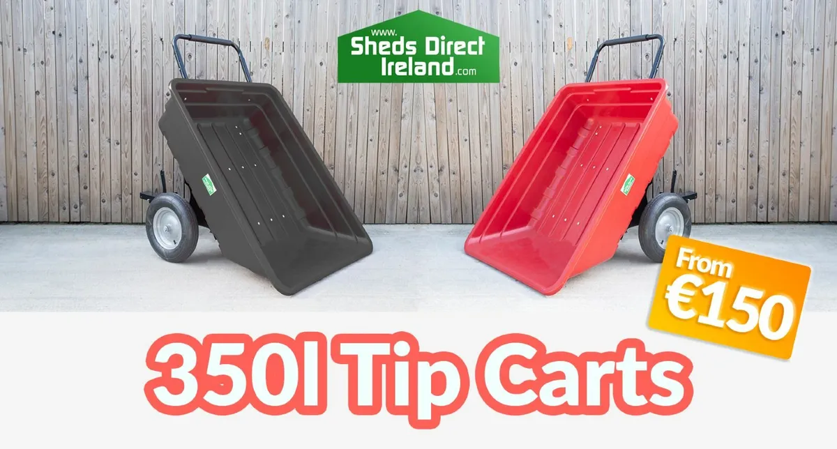 350L Garden Tip Cart (Red or Black) - Image 1