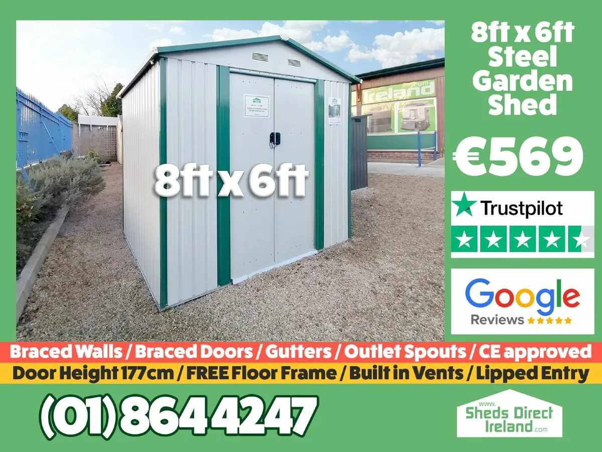 8ft x 6ft Steel Garden Shed - Image 1