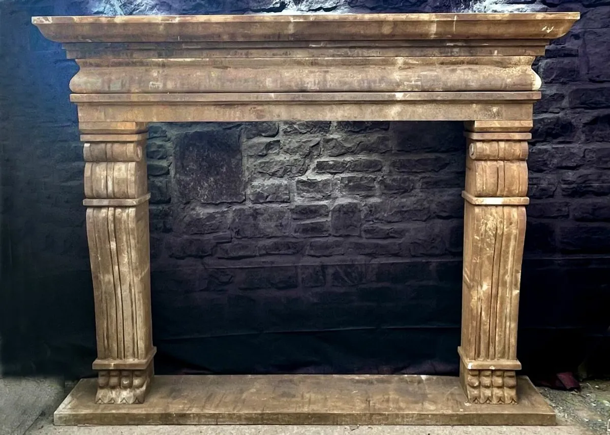 Antique Limestone Fire Place - Image 1