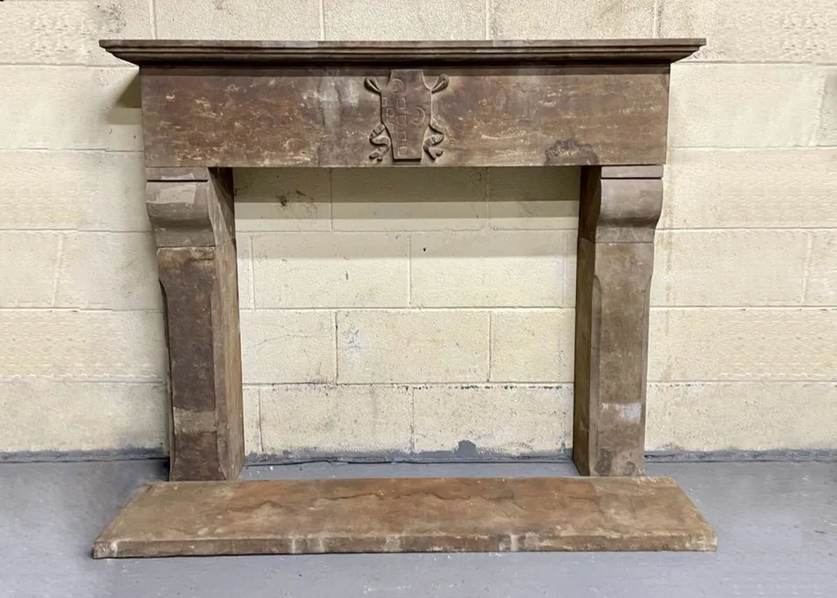 Antique Limestone Fire Place - Image 4