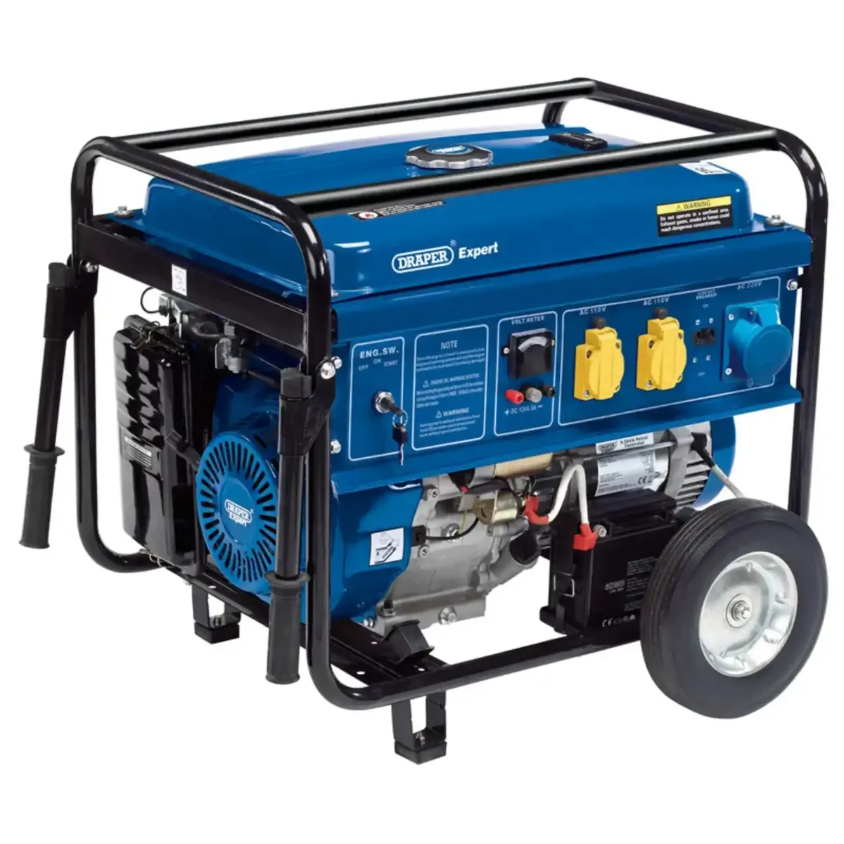 Draper Petrol Generator with Wheels, 6500W