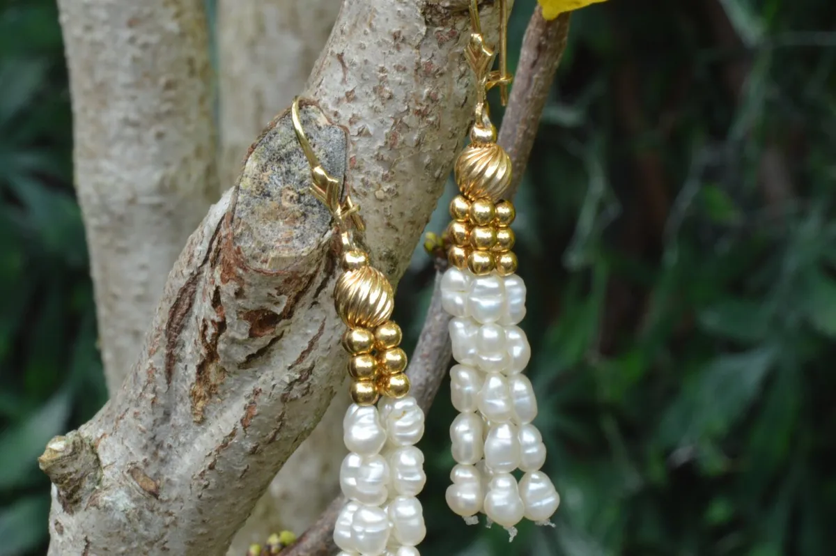 Vintage 1940s Pearl Drop Earrings - 14ct Gold - Image 3