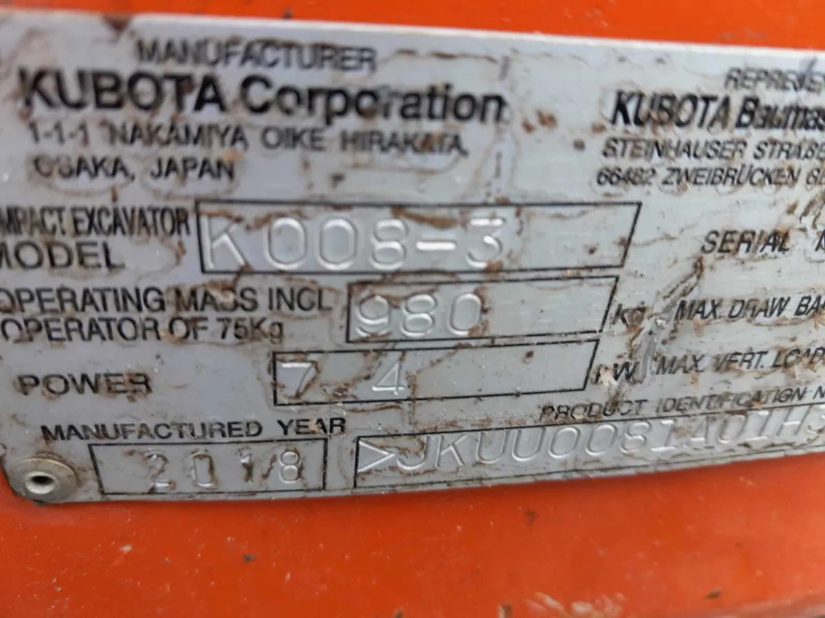 2018 Kubota K008-3 (17179) - Image 4