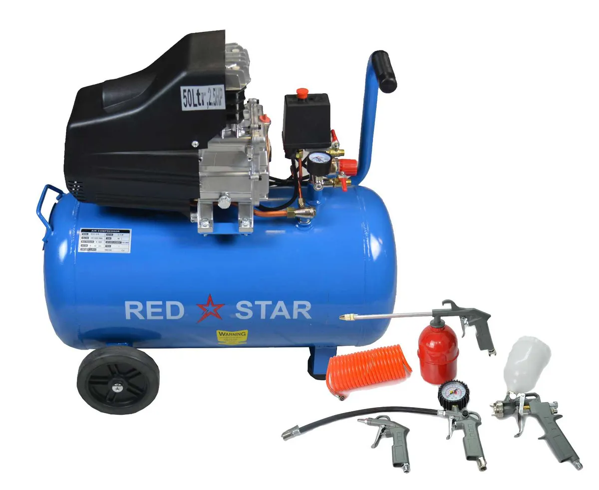 50L Ltr Litre Air Compressor + 5pc Air Kit Spray - Image 1