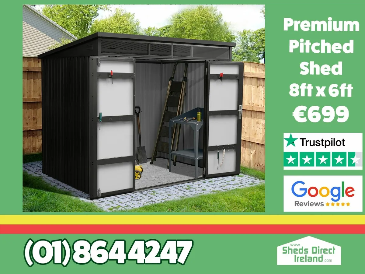 Premium Pitched 8ft x 6ft Steel Shed - Image 1