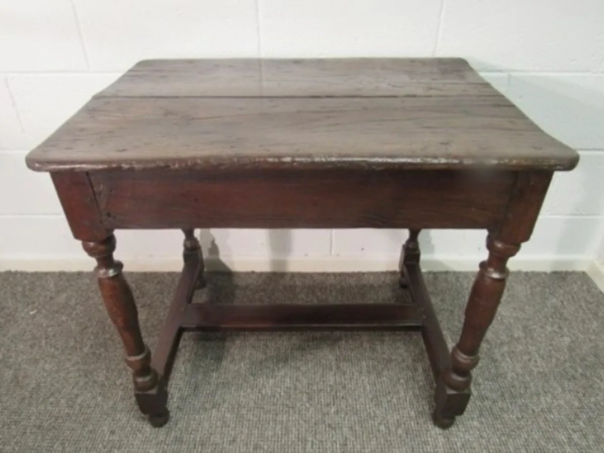 Antique c1680 oak peg jointed Charles 11 sidetable - Image 1