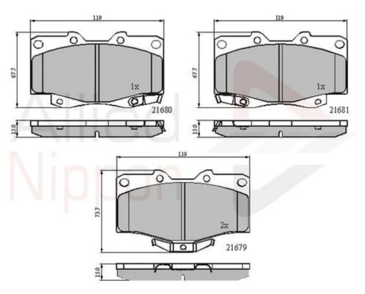 Toyota Hilux 1989-2005 Front Brake Pads - Image 1